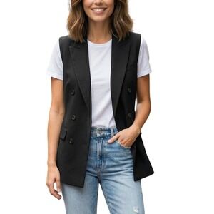 NWT BTFBM Womens Black Double Breasted Sleeveless Blazer Vest XL